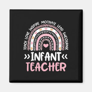 Infant Teacher Cute Tie Dye Rainbow Heart Daycare Magnet