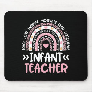 Infant Teacher Cute Tie Dye Rainbow Heart Daycare  Mouse Pad