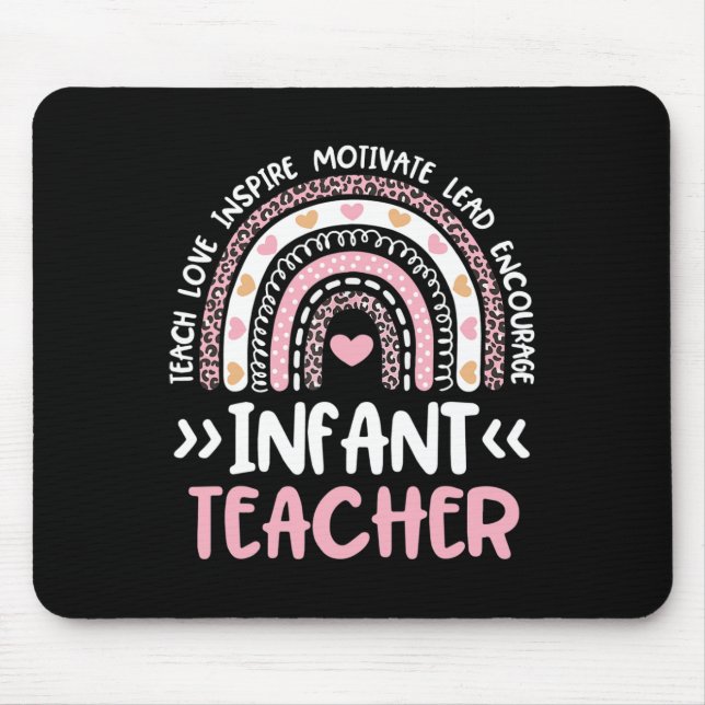 Infant Teacher Cute Tie Dye Rainbow Heart Daycare  Mouse Pad (Front)