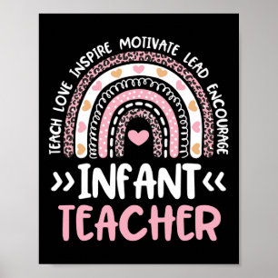 Infant Teacher Cute Tie Dye Rainbow Heart Daycare Poster