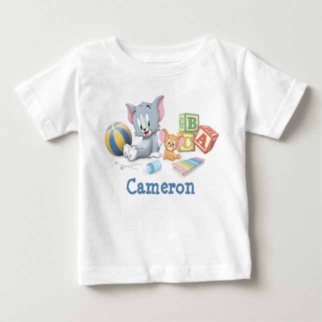Infant Tom and Jerry Playing With Toys Baby T-Shirt (Front)