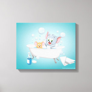 Infant Tom and Jerry Taking a Bath Canvas Print