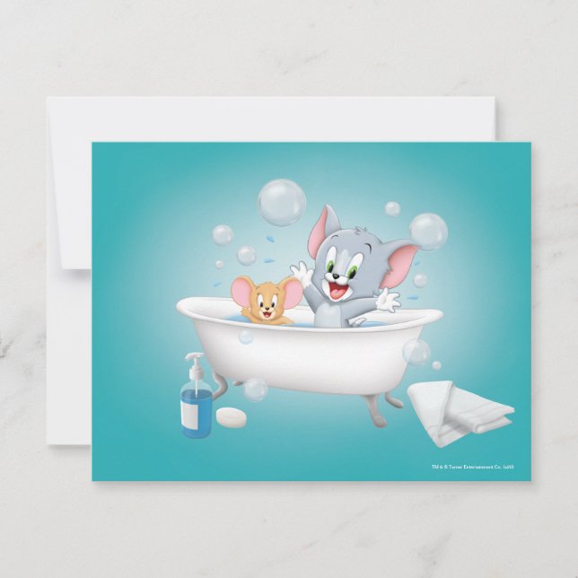 Infant Tom and Jerry Taking a Bath Card (Front)
