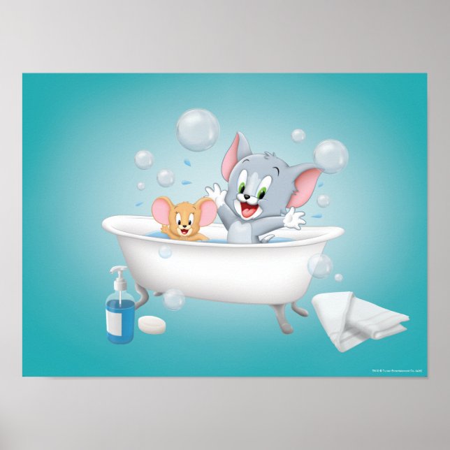 Infant Tom and Jerry Taking a Bath Poster (Front)