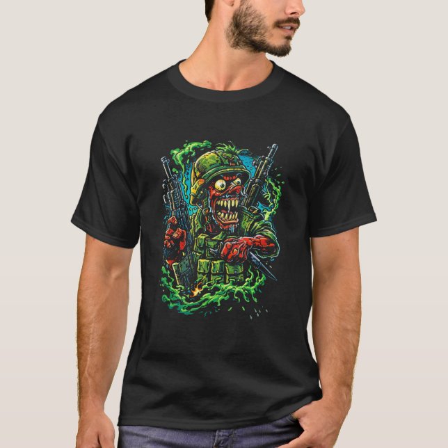 Infantry Rampage – Street Art Military Illustratio T-Shirt (Front)