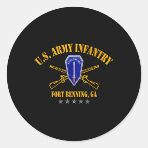 Infantry School Fort Benning Veteran Patriotic 4th Classic Round Sticker