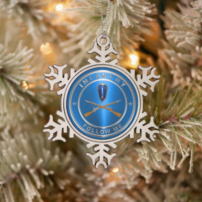 Infantry Snowflake Pewter Christmas Ornament (Tree)