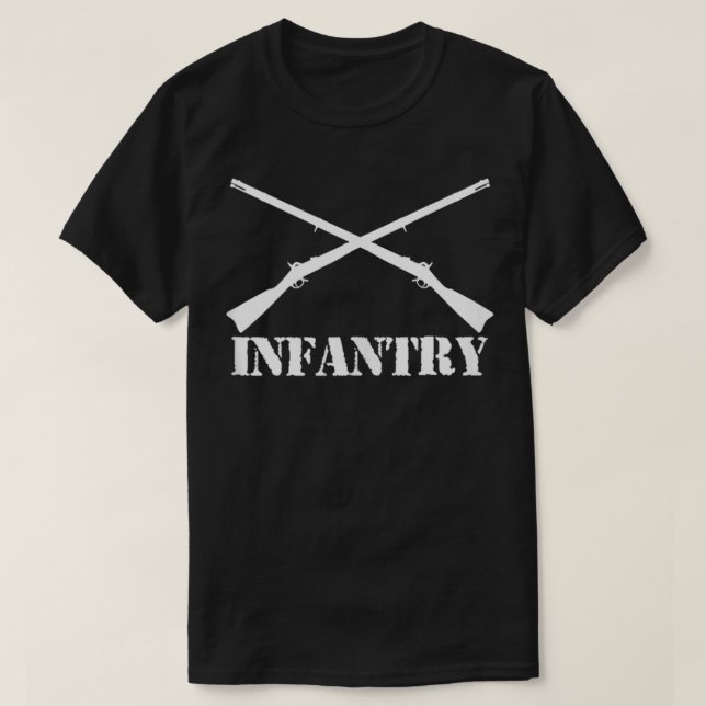 Infantry Style Army Infantry Crossed Rifles White  T-Shirt (Design Front)