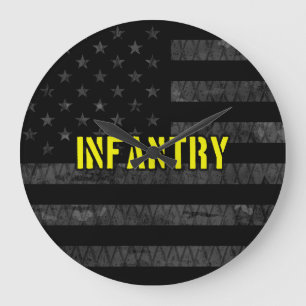 Infantry Subdued American Flag Large Clock