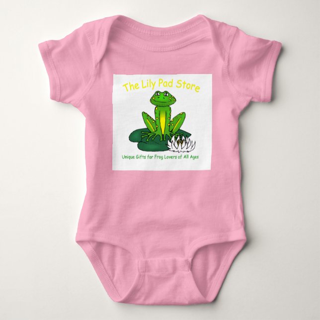 Infant's Frog on a Lily Pad Pink Bodysuit (Front)