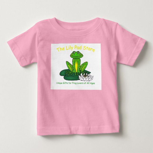 Infant's Frog on a Lily Pad White on Pink T-Shirt (Front)