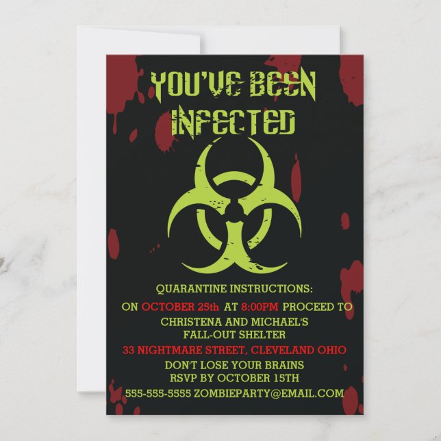 Infected Zombie Halloween Invitation (Front)