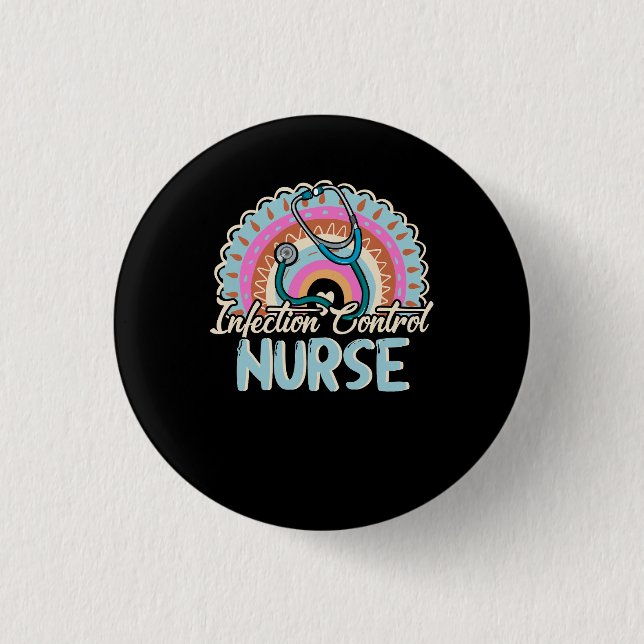 Infection Control Nurse Rainbow Retro Style Rainbo 3 Cm Round Badge (Front)