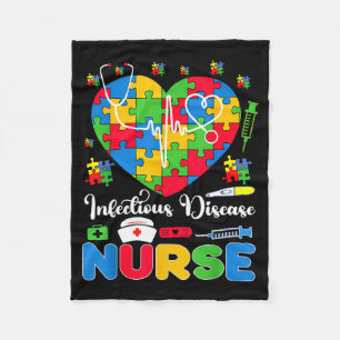 Infectious Disease Nurse Autism Day Love Heart Ste Fleece Blanket