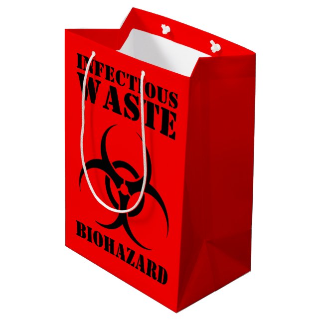 Infectious Waste Biohazard Symbol Medium Gift Bag (Back Angled)
