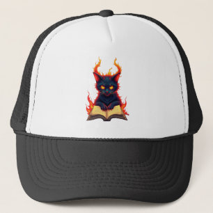 Infernal Cat Reading a Spellbook Trucker Hat