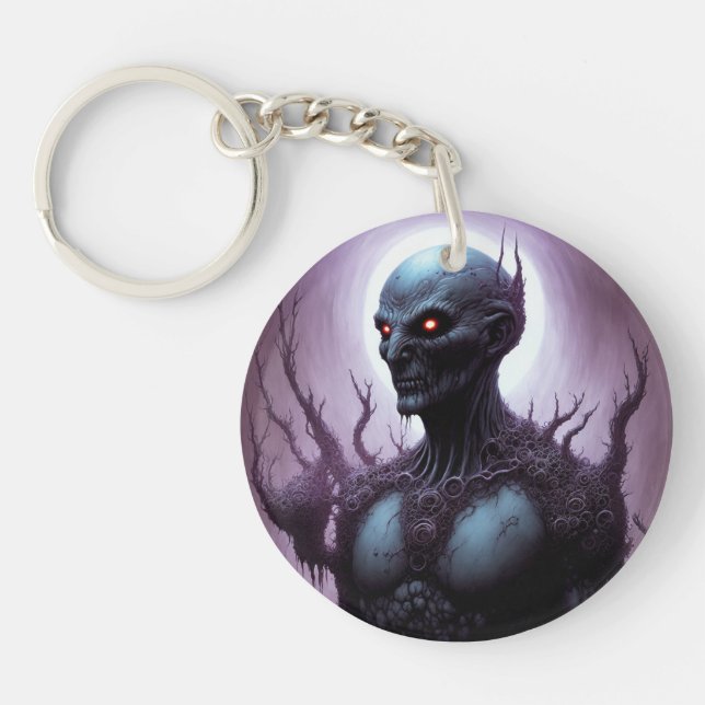 Infernal Gaze: Blue-Skinned Demon Key Ring (Front)