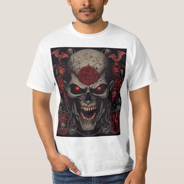 Infernal Skull King – Dark Horror Demon Skull Art  T-Shirt (Front)