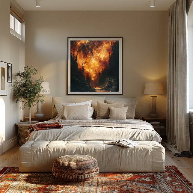 Infernal Sky Over Dark Forest Surreal Landscape Poster (Creator Uploaded)