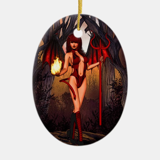 Infernal Temptress" Ceramic Ornament (Front)