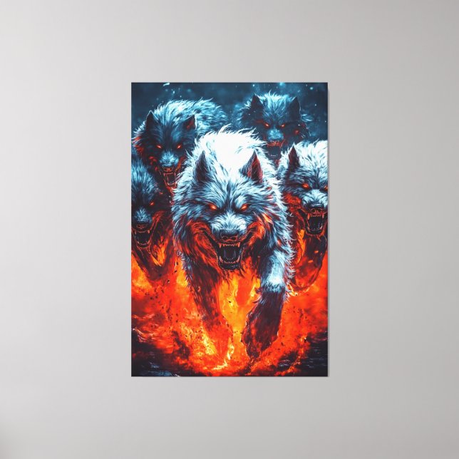 Infernal Wolf Pack Canvas Print (Front)