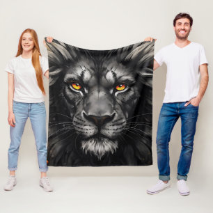 Inferno Eyes Black Lion King Portrait Fleece Blanket