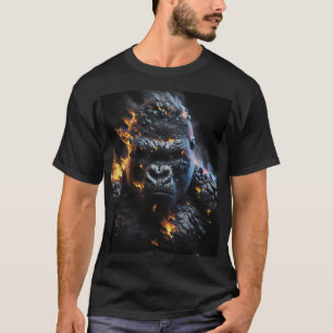 Inferno Gorilla – Fiery Lava Beast Digital Art T-Shirt