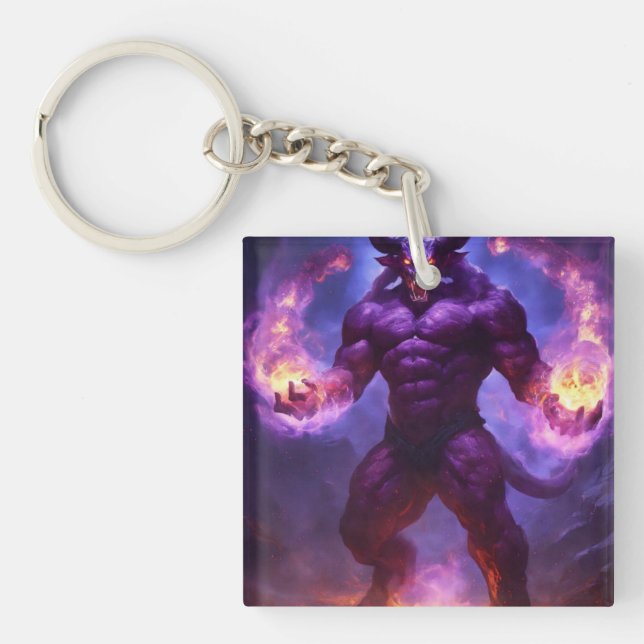 Inferno Guardian: Dragon with Fire Keychain (Front)