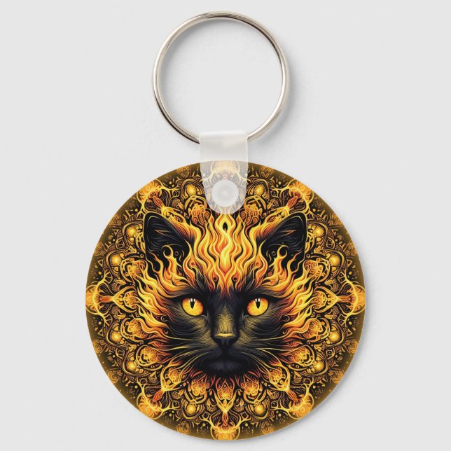 Inferno Kitty Mandala Key Ring (Front)