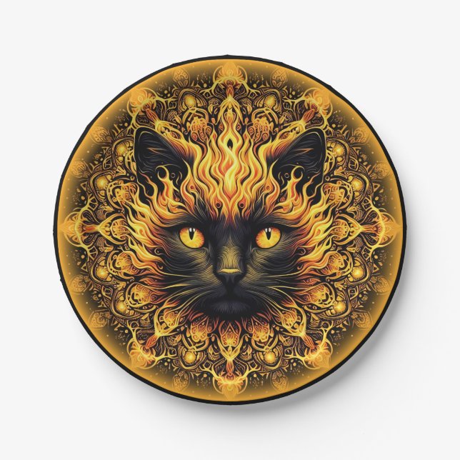 Inferno Kitty Mandala Paper Plate (Front)