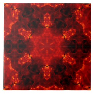Inferno Nexus – Fiery Kaleidoscope Art Ceramic Tile