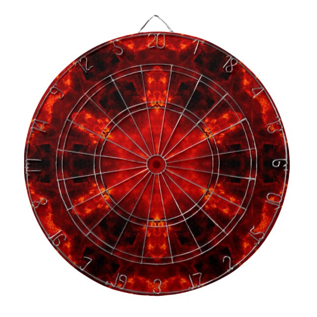 Inferno Nexus – Fiery Kaleidoscope Art Dartboard (Front)