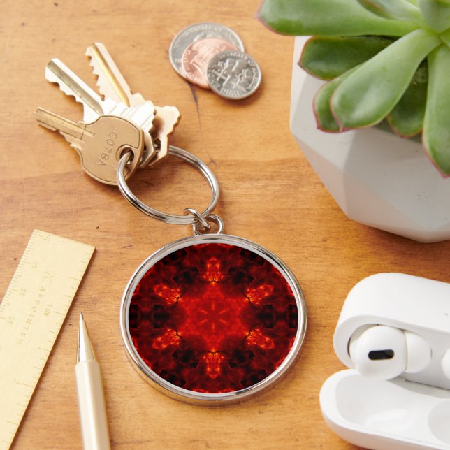 Inferno Nexus – Fiery Kaleidoscope Art Key Ring (Desk)