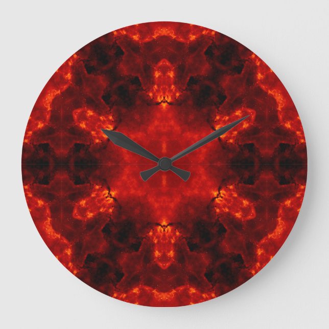 Inferno Nexus – Fiery Kaleidoscope Art Large Clock (Front)