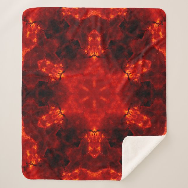 Inferno Nexus – Fiery Kaleidoscope Art Sherpa Blanket (Front)