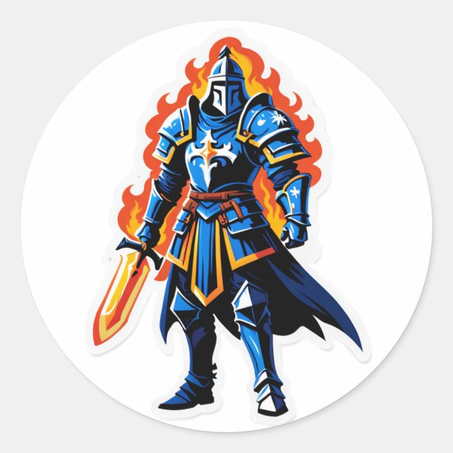 Inferno Paladin – Flamebound Knight Classic Round Sticker (Front)