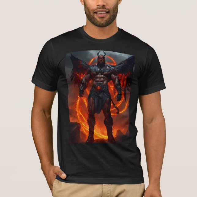 Inferno Sentinel: Fearsome Demon Warrior T-shirt  (Front)