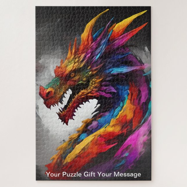 Inferno Spectrum: The Elemental Dragon Jigsaw Puzzle (Vertical)