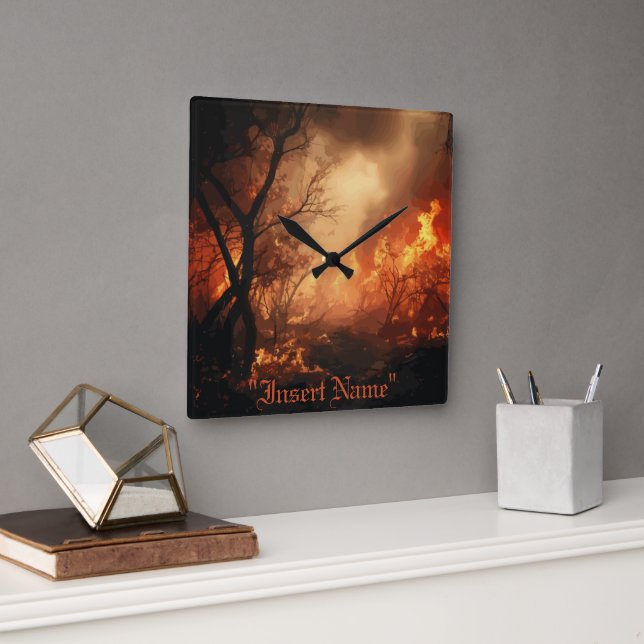 Inferno Square Wall Clock (Office)