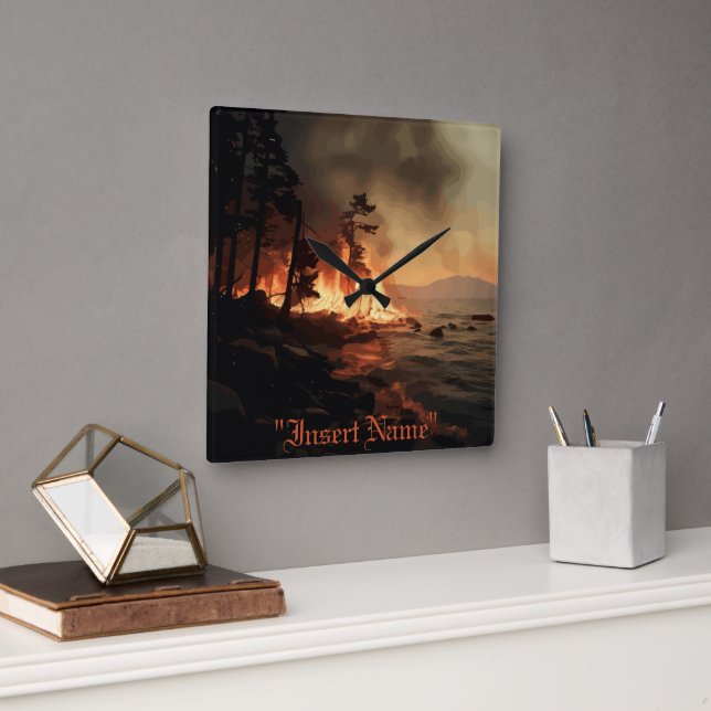 Inferno Square Wall Clock (Office)
