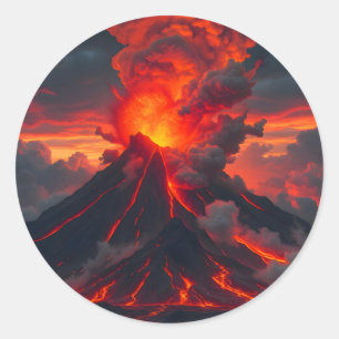 Inferno Summit – Volcanic Fantasy Landscape  Classic Round Sticker