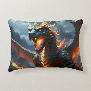 "Inferno's Breath: The Dragon's Flame" Decorative Cushion