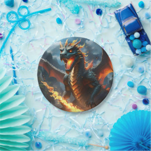 "Inferno's Breath: The Dragon's Flame" Paper Plate