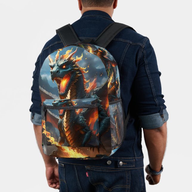 "Inferno's Breath: The Dragon's Flame" Printed Backpack (Insitu (Model))