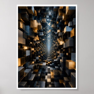Infinite 3D Cube Tunnel Wall Art