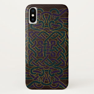 Infinite Celtic Knot Pattern on Leather iPhone X Case