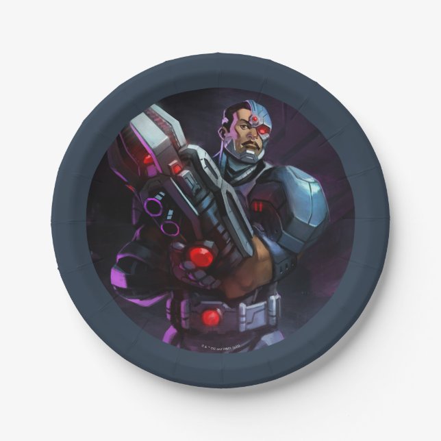 Infinite Crisis Cyborg Illustration Paper Plate (Front)