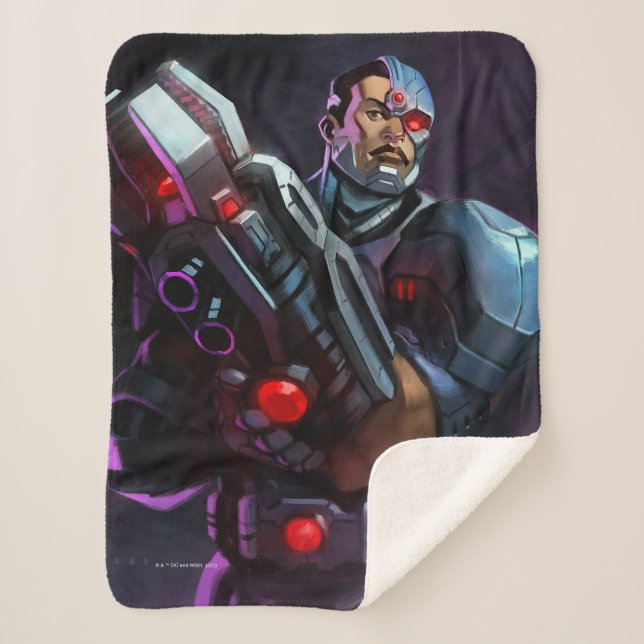 Infinite Crisis Cyborg Illustration Sherpa Blanket (Front)