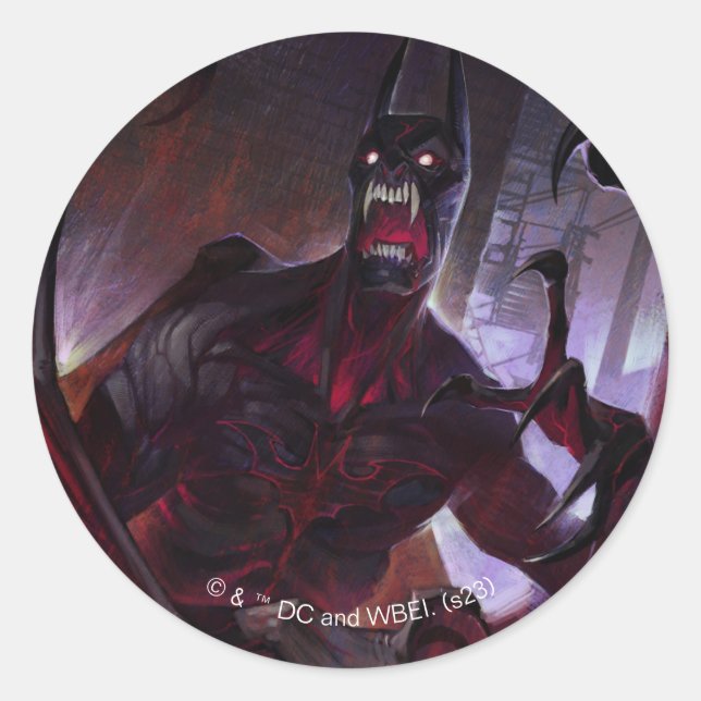 Infinite Crisis Vampire Batman Illustration Classic Round Sticker (Front)