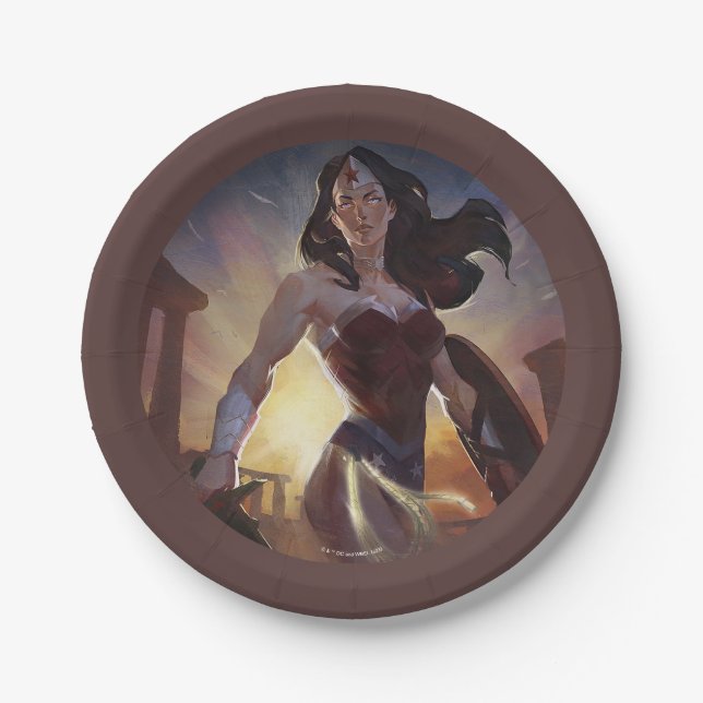 Infinite Crisis Wonder Woman Illustration Paper Plate (Front)